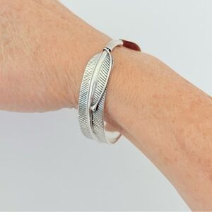 Sterling Silver Feather Bangle Bracelet, Silver Bracelets, Bangles, Angels Wing